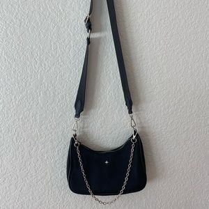 Peta and Jain “Paloma” black nylon cross body bag with adjustable strap